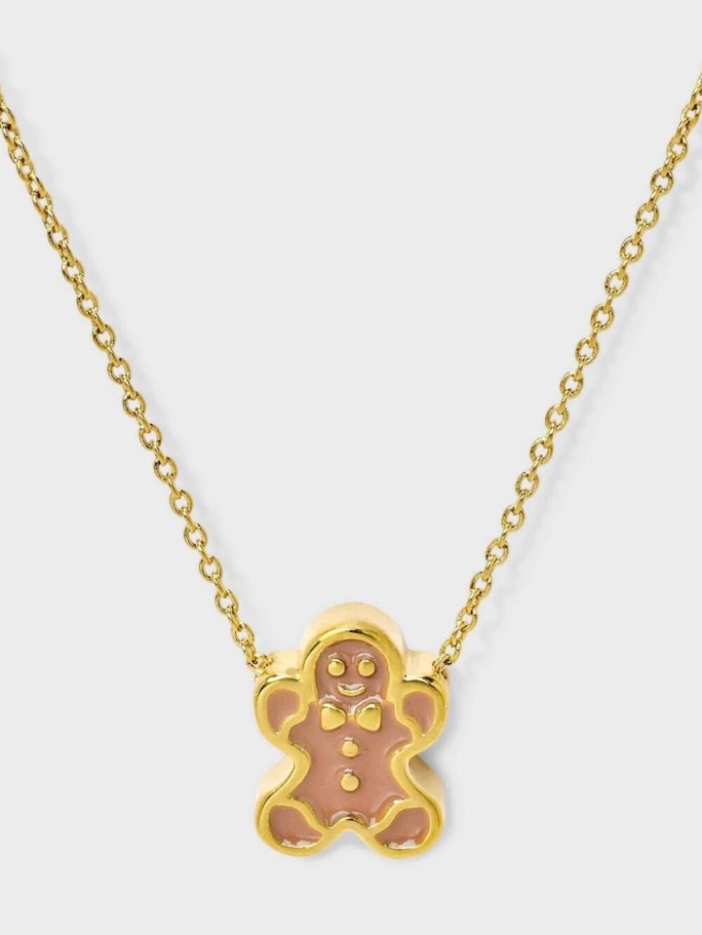 Tiny Tags 14k Gold Plated Gingerbread Man Enamel Pendant Necklace NWT